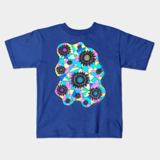 Neon Geometric Flowers Kids T-Shirt